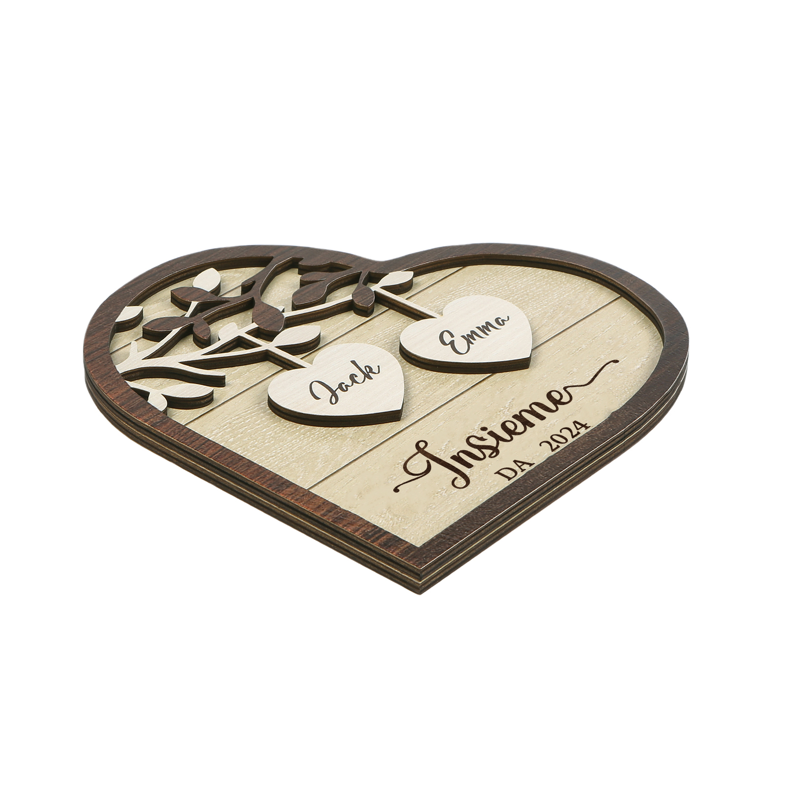 Cuore Ornamenti in Legno Personalizzato con Nomi e Data – Regalo Romantico per Lui o Lei | Jessemade
