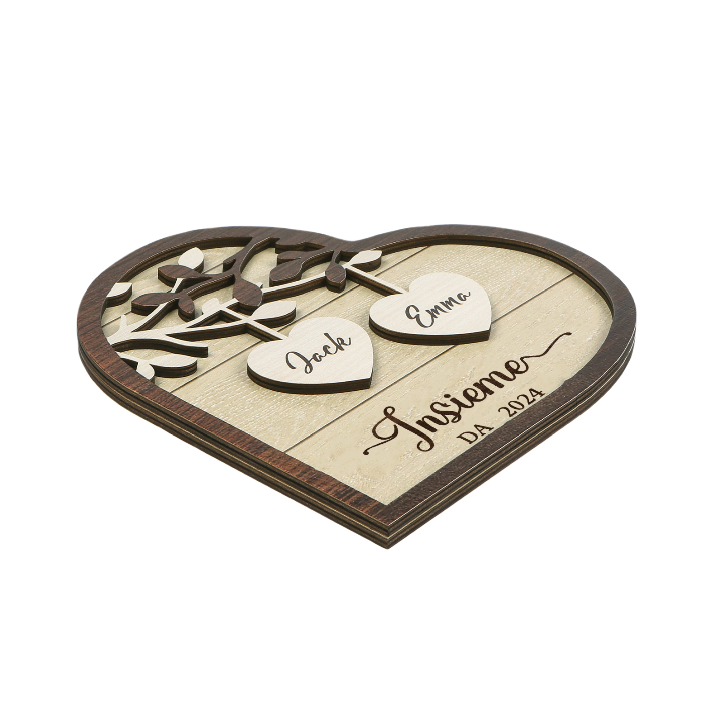 Cuore Ornamenti in Legno Personalizzato con Nomi e Data – Regalo Romantico per Lui o Lei | Jessemade