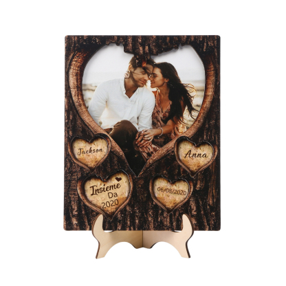 Ornamenti in Legno a Forma di Cuore Personalizzata con Foto, Nomi e Data - Regalo Romantico per San Valentino per Lui o Lei | Jessmade