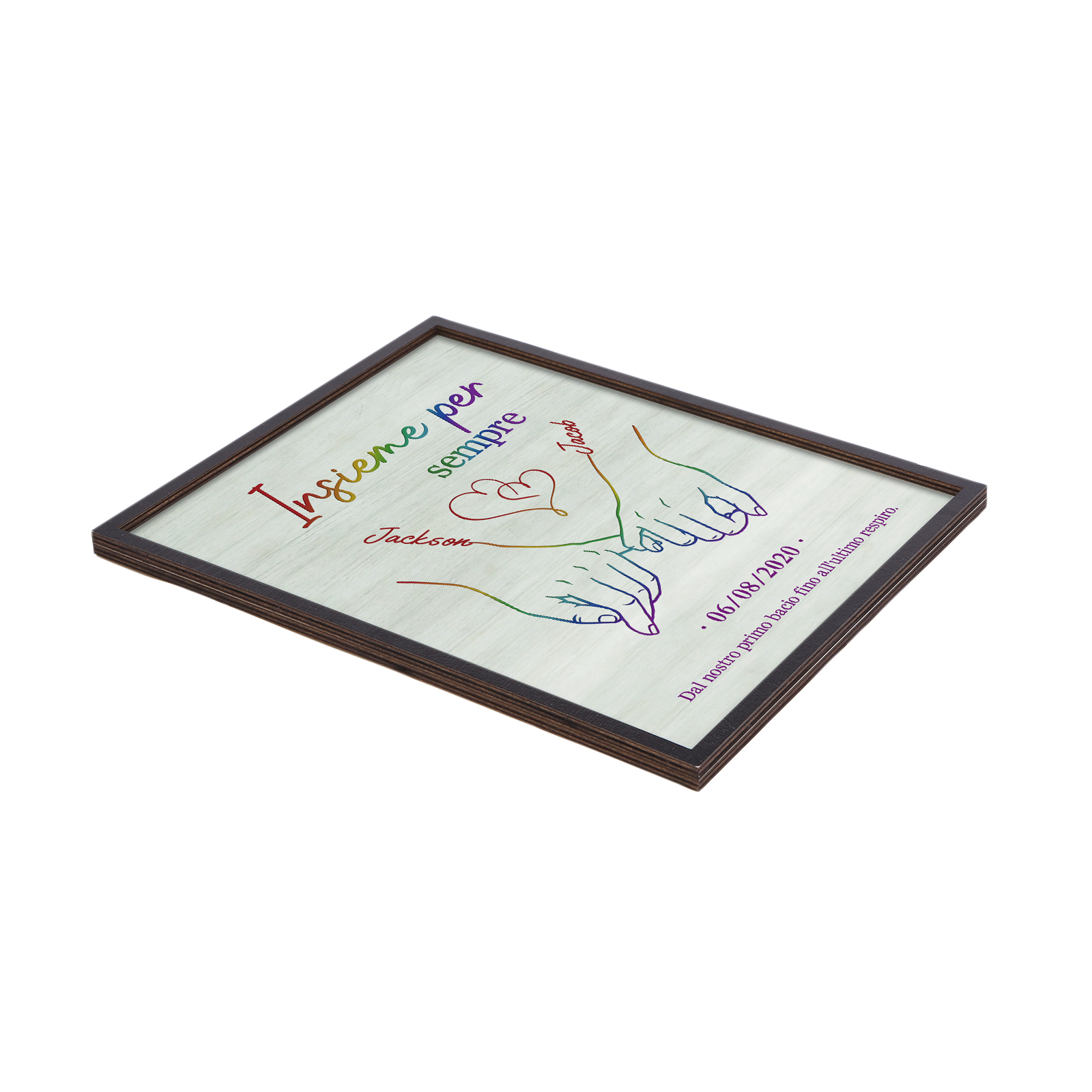 Ornamenti in Legno Personalizzata con Nomi, Testo, Foto e Data, Design Mani che Si Tengono - Regalo Perfetto per Lui o Lei | Jessmade