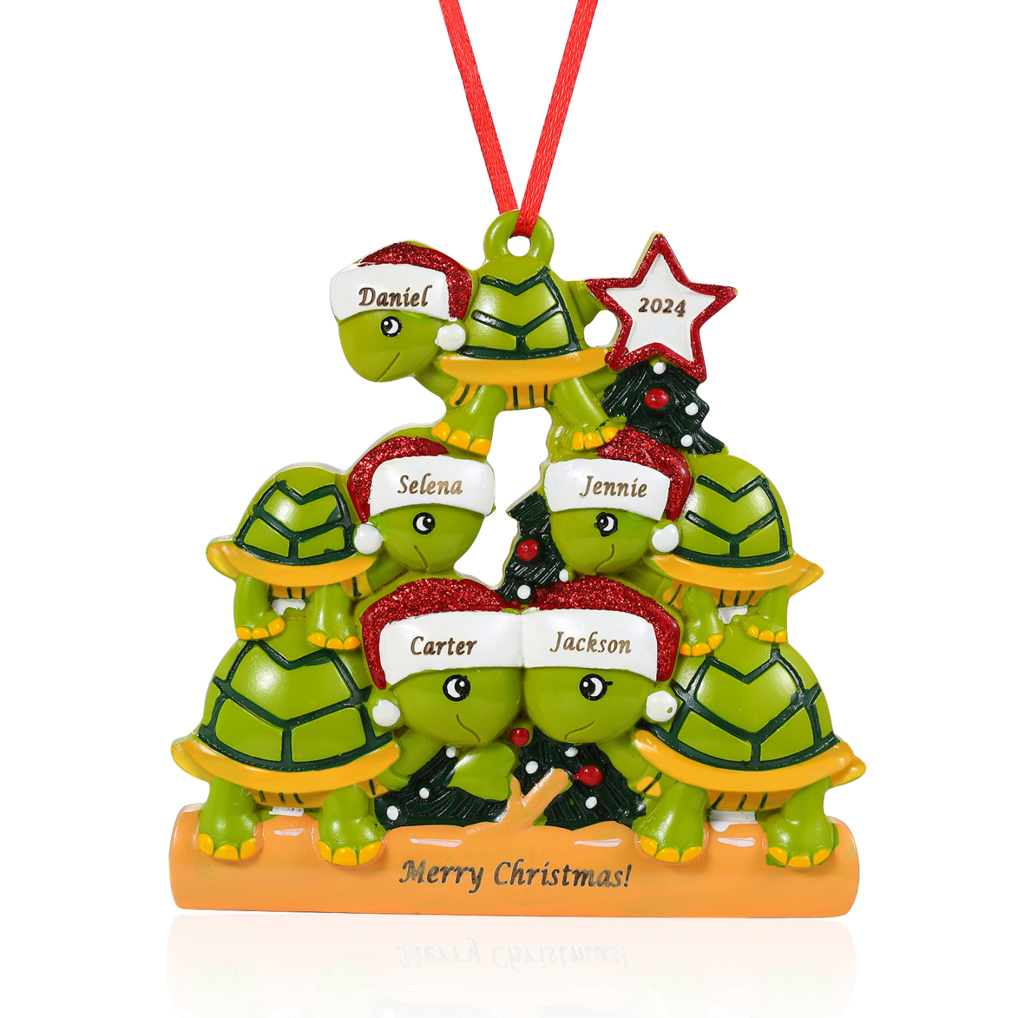[Copy]Ornamento Natalizio Personalizzato in Resina con Tartarughe - 5 Nomi, Anno e Testo Regalo di Natale per Famiglia | Jessemade