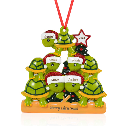 [Copy]Ornamento Natalizio Personalizzato in Resina con Tartarughe - 5 Nomi, Anno e Testo Regalo di Natale per Famiglia | Jessemade