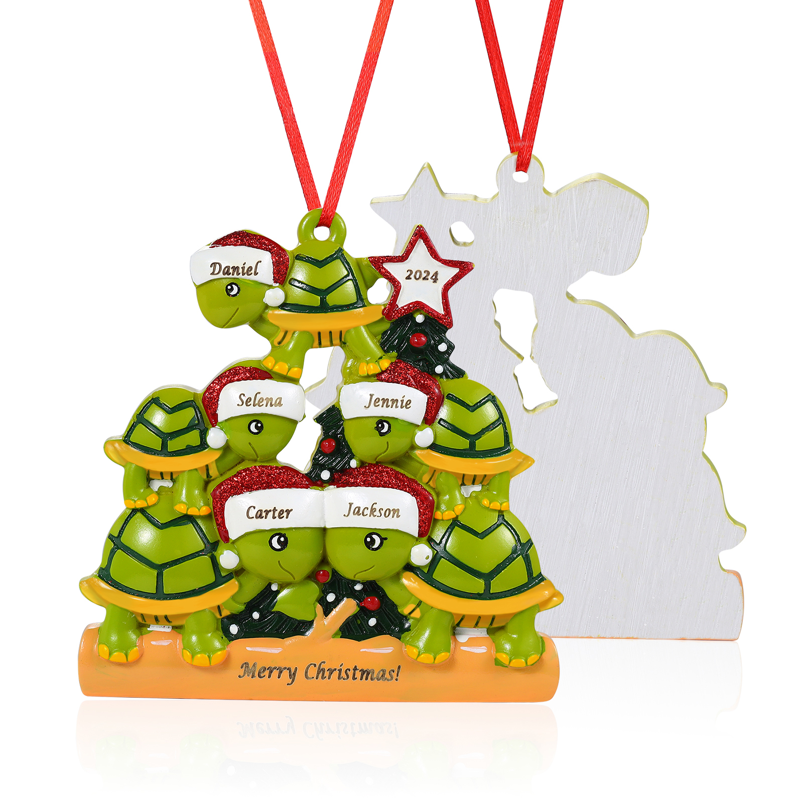 [Copy]Ornamento Natalizio Personalizzato in Resina con Tartarughe - 5 Nomi, Anno e Testo Regalo di Natale per Famiglia | Jessemade