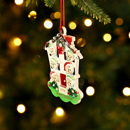 Decorazione Natalizia in Resina Personalizzata - 6 Nomi, 1 Testo & Anno - Casetta di Natale & Personaggi Regalo di Natale per Famiglia | Jessemade