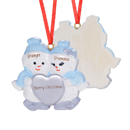 Decorazione Natalizia Personalizzato in Resina a Forma di Pupazzo di Neve - 2 Nomi e 1 Testo Personalizzati, Regalo di Natale per Famiglia | Jessemade