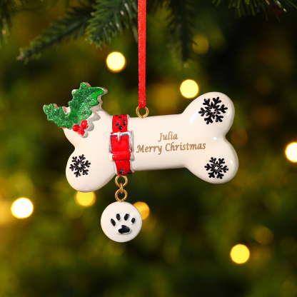 Decorazione Natalizia Personalizzato in Resina - Adorabile Forma di Osso con 1 Nome e Testo Personalizzati, Regalo per Famiglia | Jessemade
