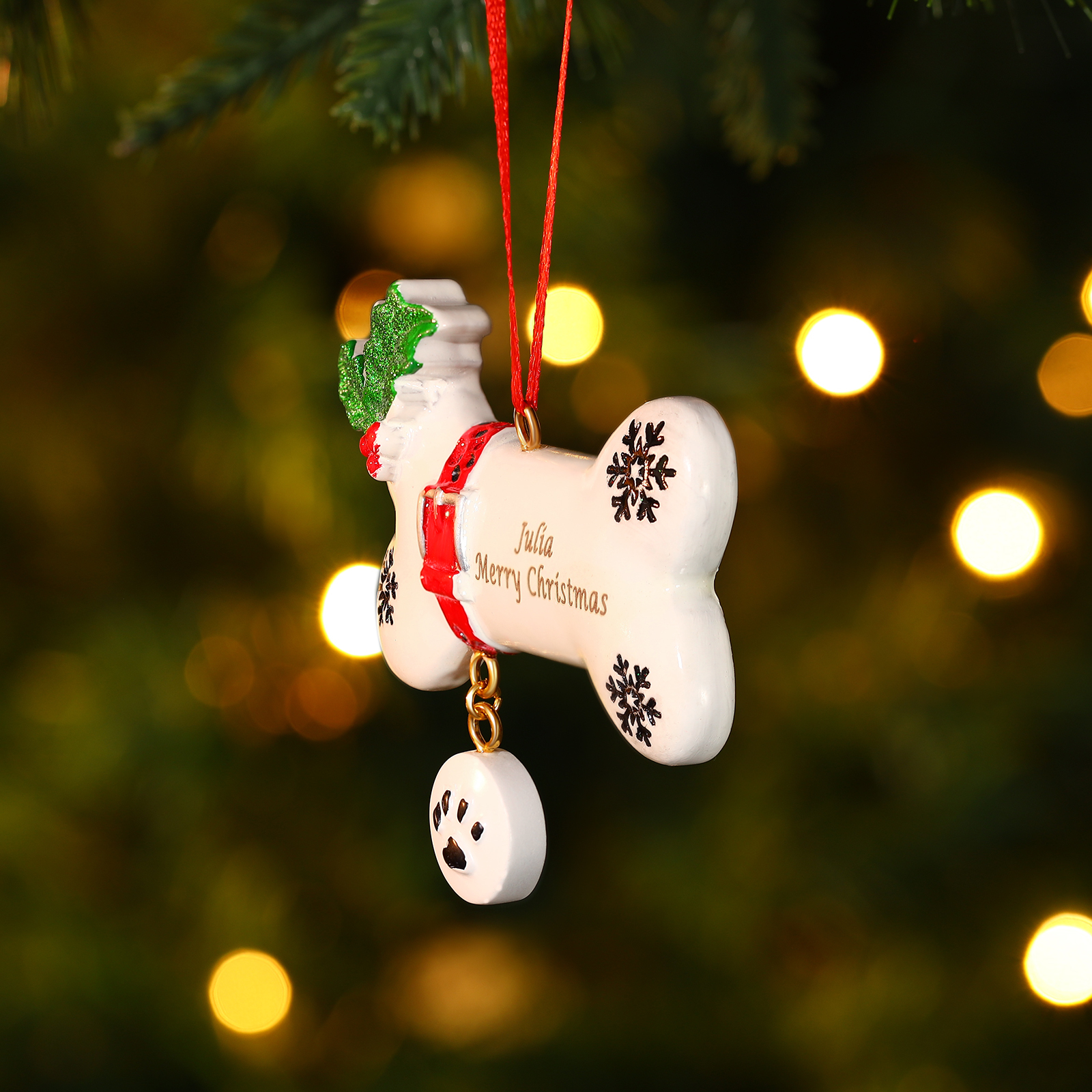 Decorazione Natalizia Personalizzato in Resina - Adorabile Forma di Osso con 1 Nome e Testo Personalizzati, Regalo per Famiglia | Jessemade