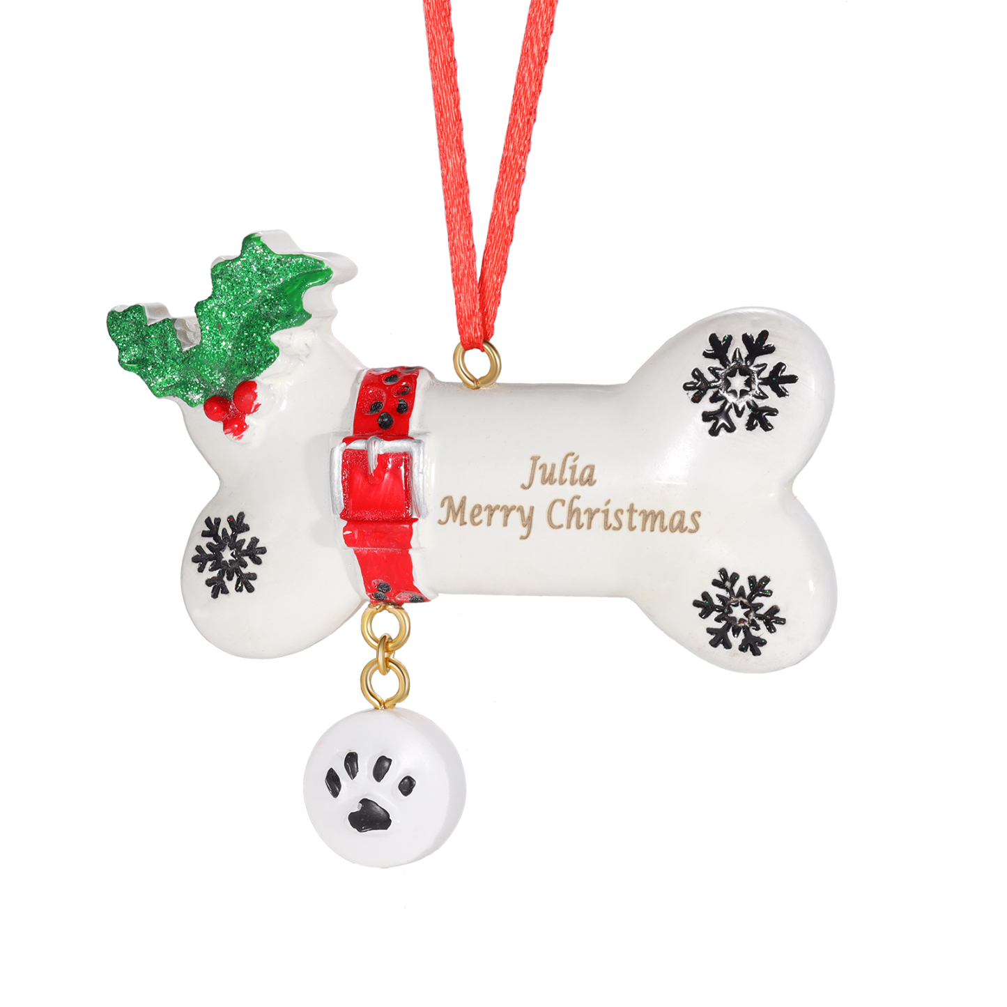 Decorazione Natalizia Personalizzato in Resina - Adorabile Forma di Osso con 1 Nome e Testo Personalizzati, Regalo per Famiglia | Jessemade
