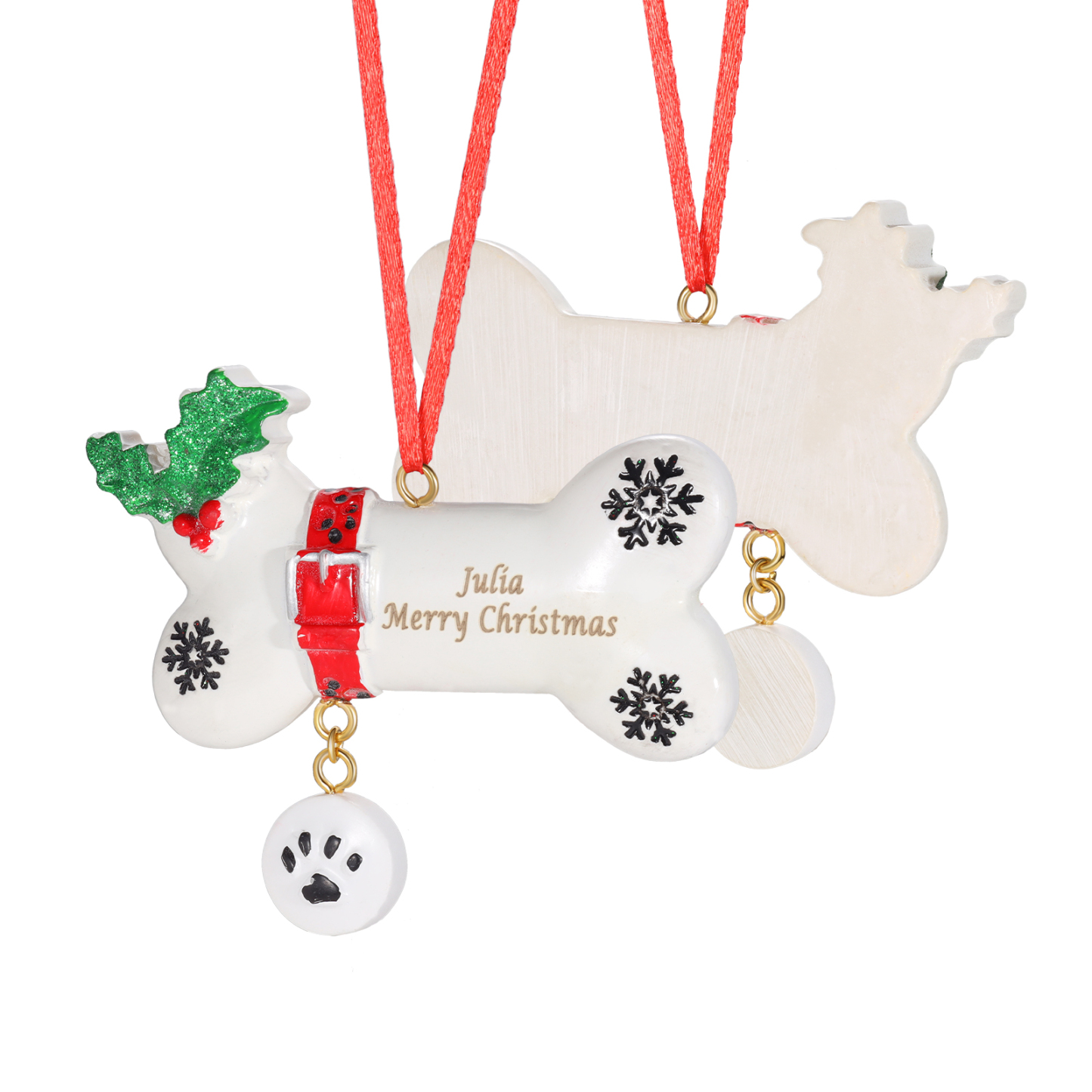 Decorazione Natalizia Personalizzato in Resina - Adorabile Forma di Osso con 1 Nome e Testo Personalizzati, Regalo per Famiglia | Jessemade