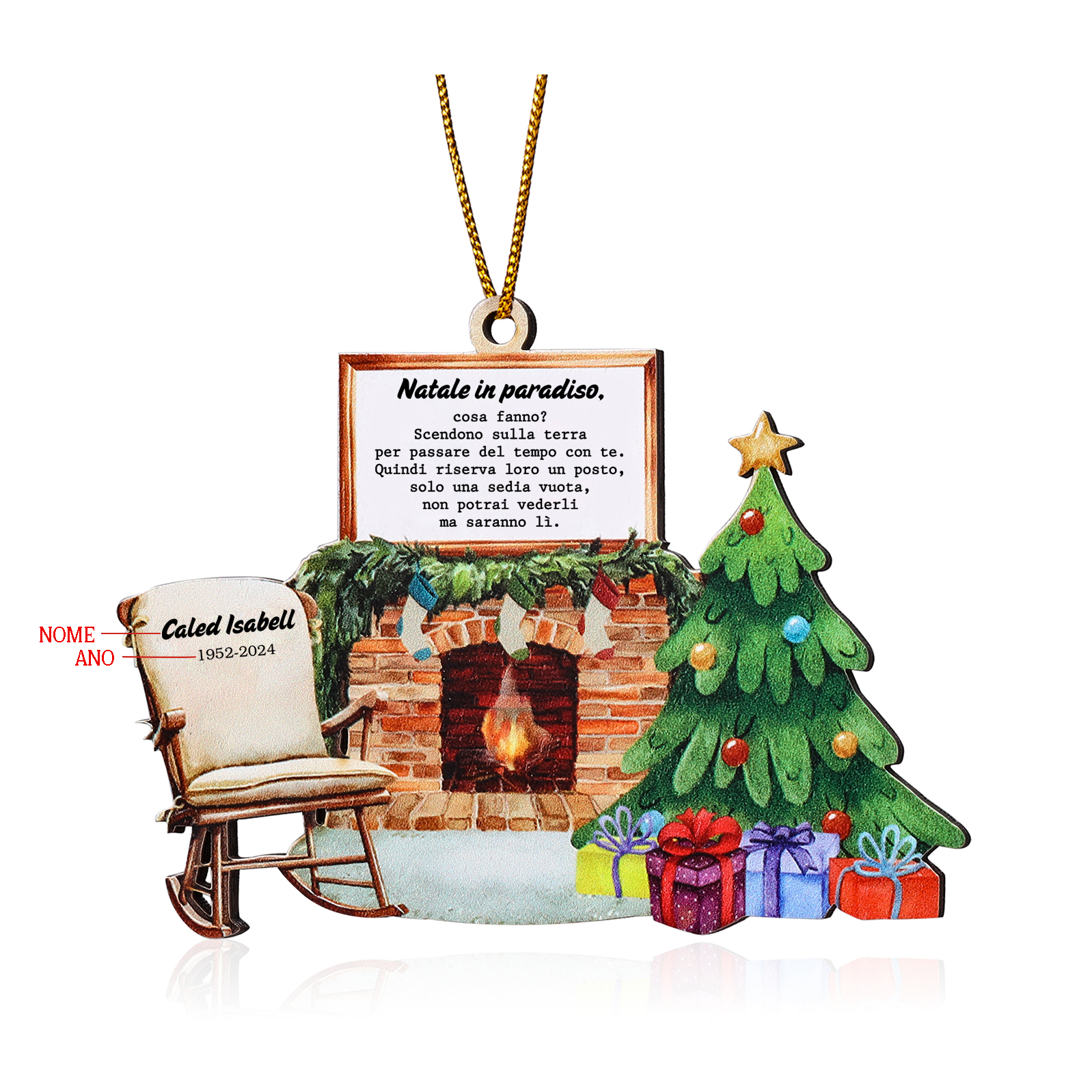 Ornamento in legno personalizzato "Natale in Paradiso" - Personalizzato 1 nome e anno, regalo di Natale commemorativo | Jessemade