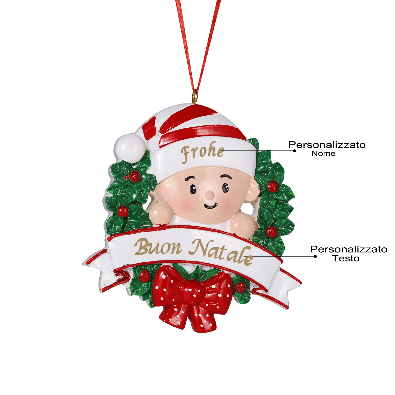 Decorazione Natalizia in Legno Personalizzata per Bambino - Nome & Testo - Regalo Perfetto per la Famiglia | Jessemade