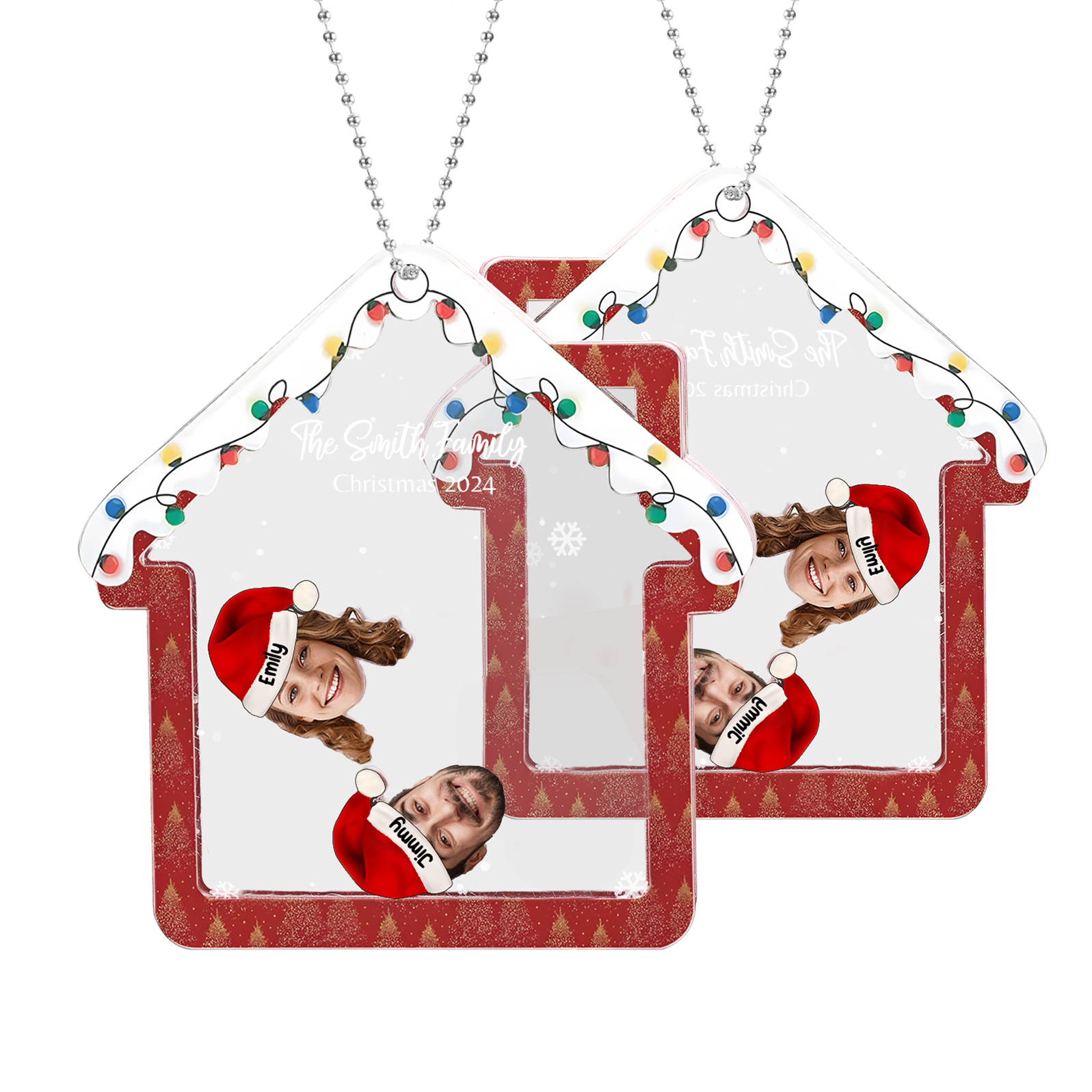 Personalised Christmas Family Ornament – Custom 2 Photos & 2 Names & 1 Text Christmas Gift for Family | Jessemade