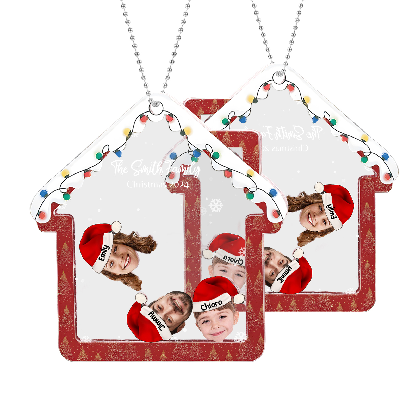 Personalised Christmas Family Ornament – Custom 3 Photos & 3 Names & 1 Text Christmas Gift for Family | Jessemade