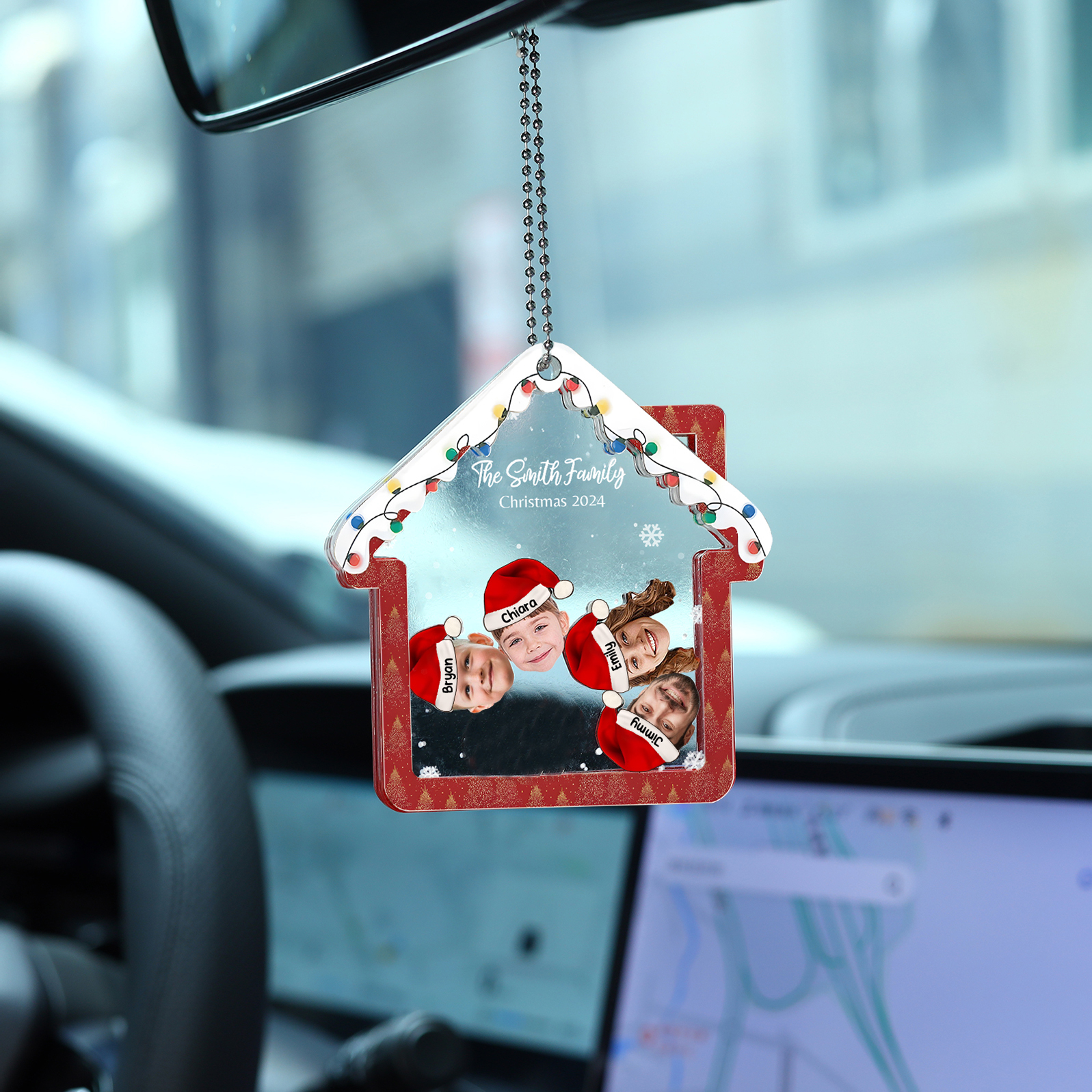 Personalised Christmas Family Ornament – Custom 4 Names & 4 Photos & 1 Text Christmas Gift for Family | Jessemade