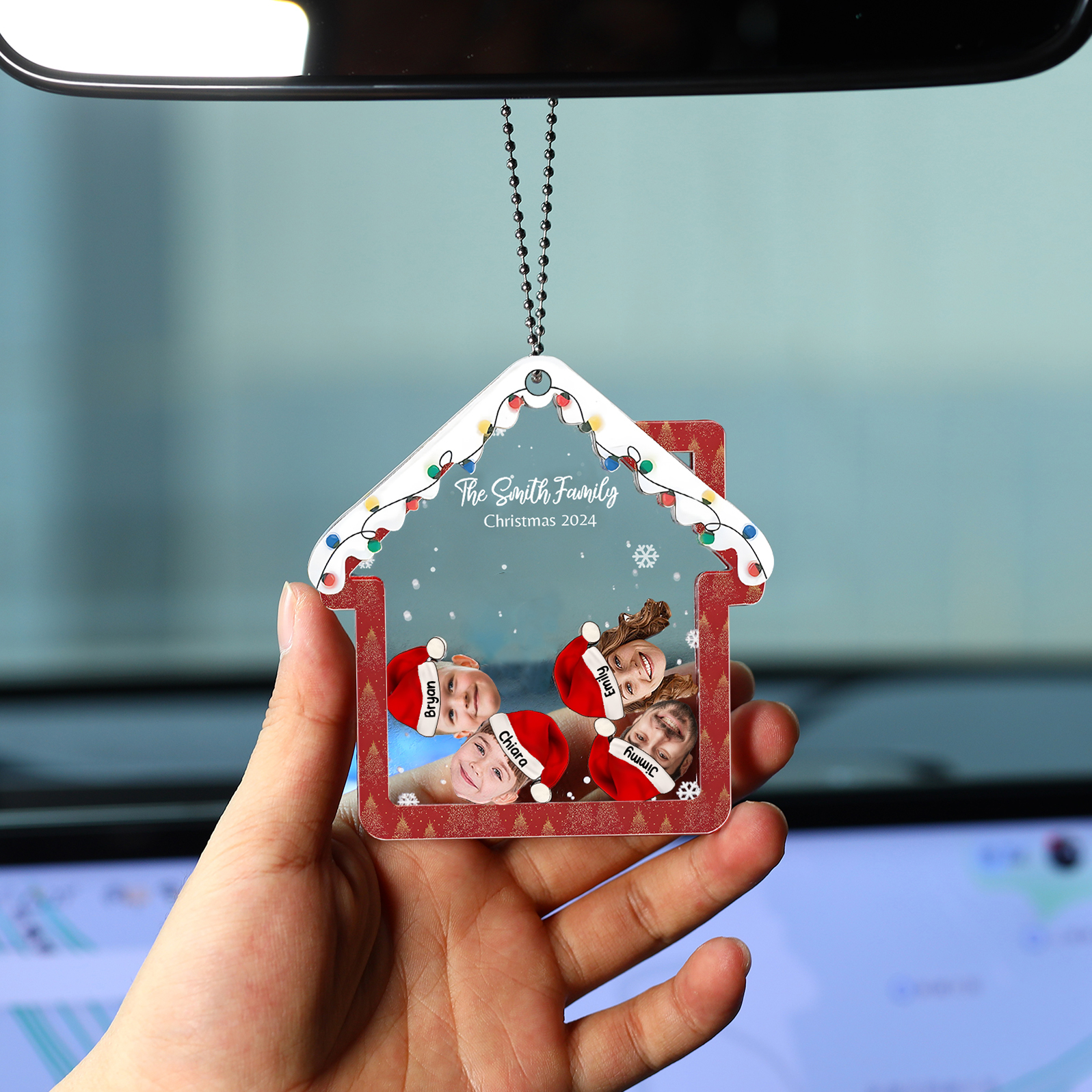 Personalised Christmas Family Ornament – Custom 4 Names & 4 Photos & 1 Text Christmas Gift for Family | Jessemade