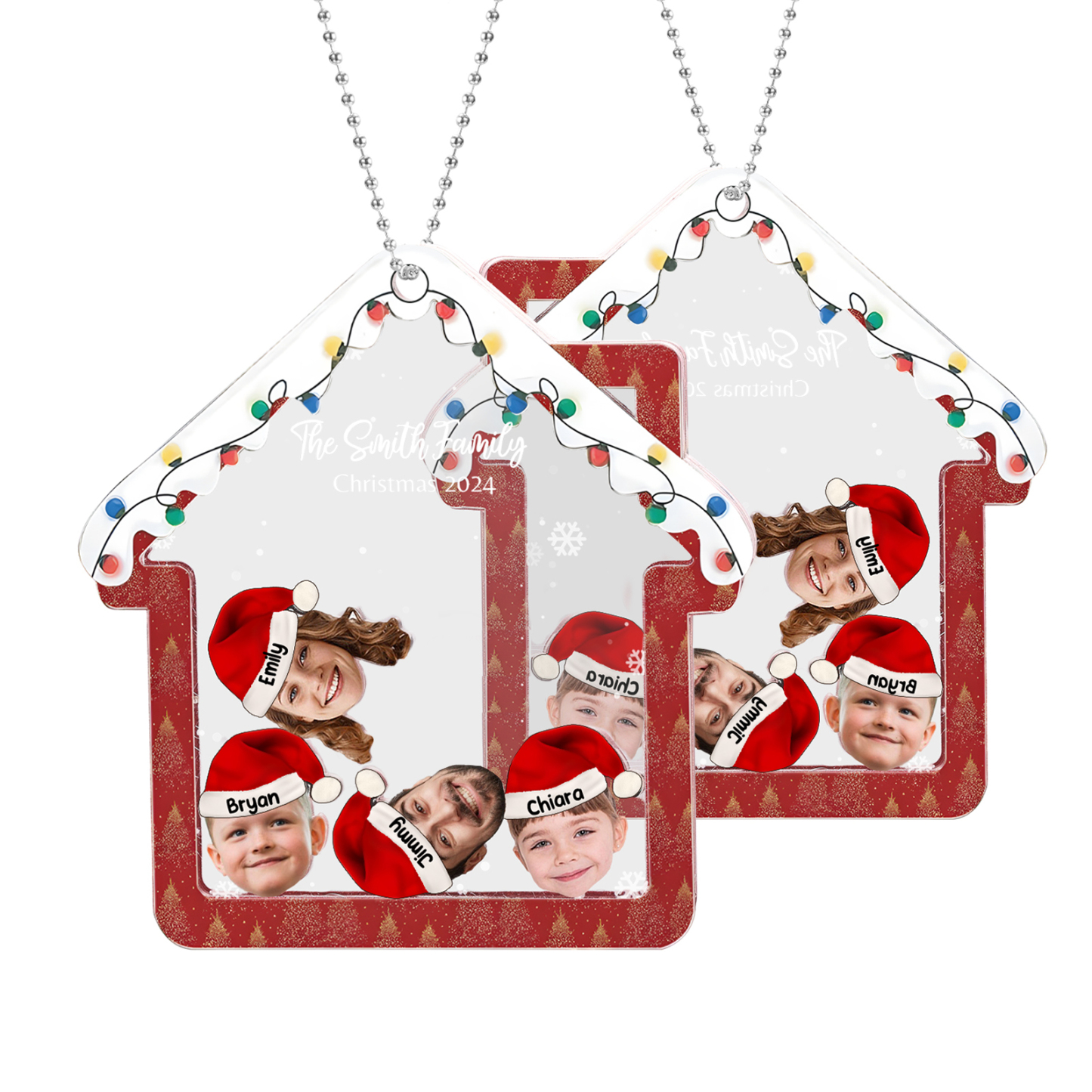 Personalised Christmas Family Ornament – Custom 4 Names & 4 Photos & 1 Text Christmas Gift for Family | Jessemade