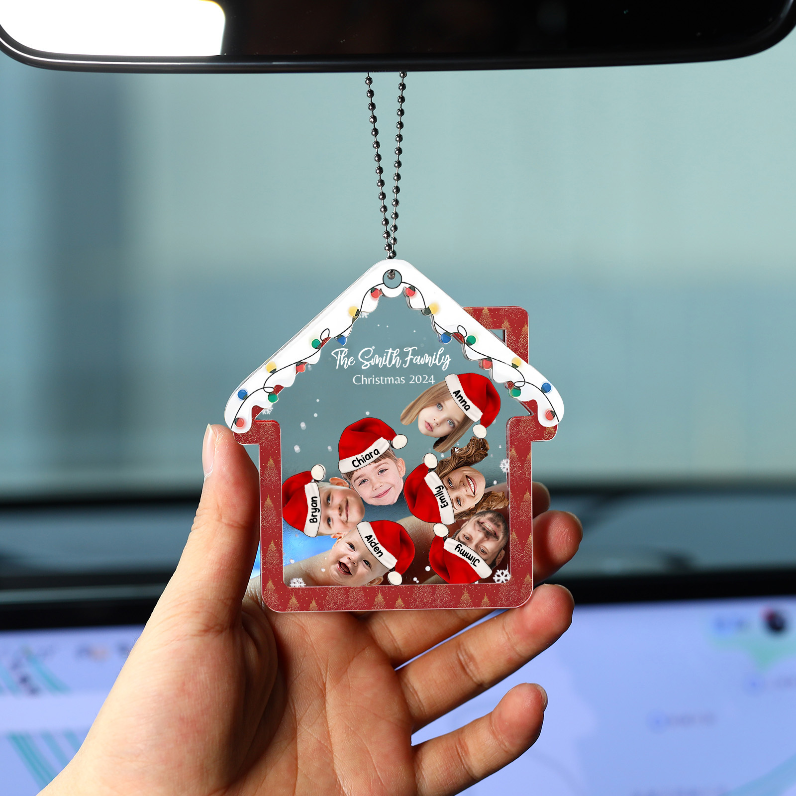 Personalised Christmas Family Ornament – Custom 6 Names & 6 Photos & 1 Text Christmas Gift for Family | Jessemade