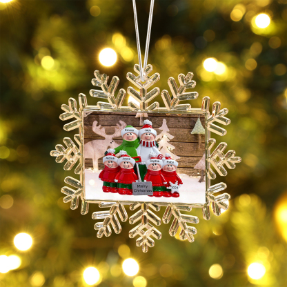 Ornamento Natalizio Personalizzato in Plastica a Forma di Fiocco di Neve - 6 Nomi e Testo Personalizzati, Regalo di Natale per Famiglia | Jessemade