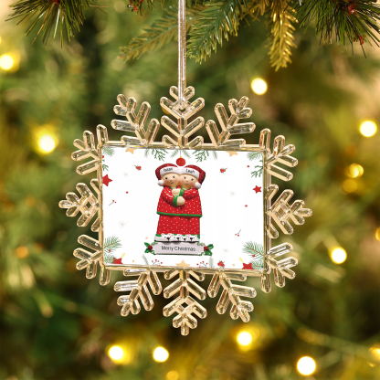 Decorazione Natalizio Personalizzato Fiocco di Neve con Coppia di Babb