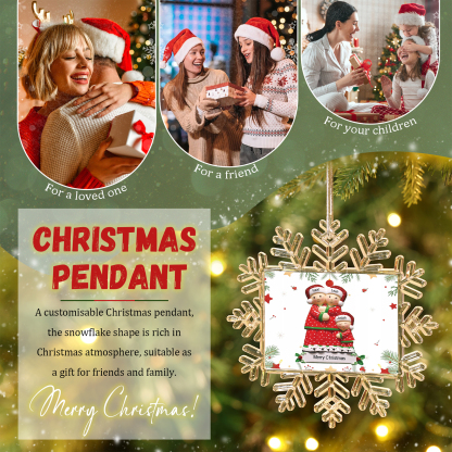 Ornamento Natalizio Personalizzato in Plastica a Forma di Fiocco di Neve e Figura Familiare - 3 Nomi e Testo Personalizzati, Regalo di Natale per Famiglia | Jessemade