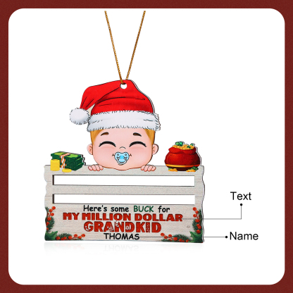 Decorazione Natalizia Personalizzata in Legno - Portafoglio di Personalizzare 1 Nomi e 1 Testo, Porta soldi Baby con Design Festivo, Regalo di Natale per Bambino | Jessemade