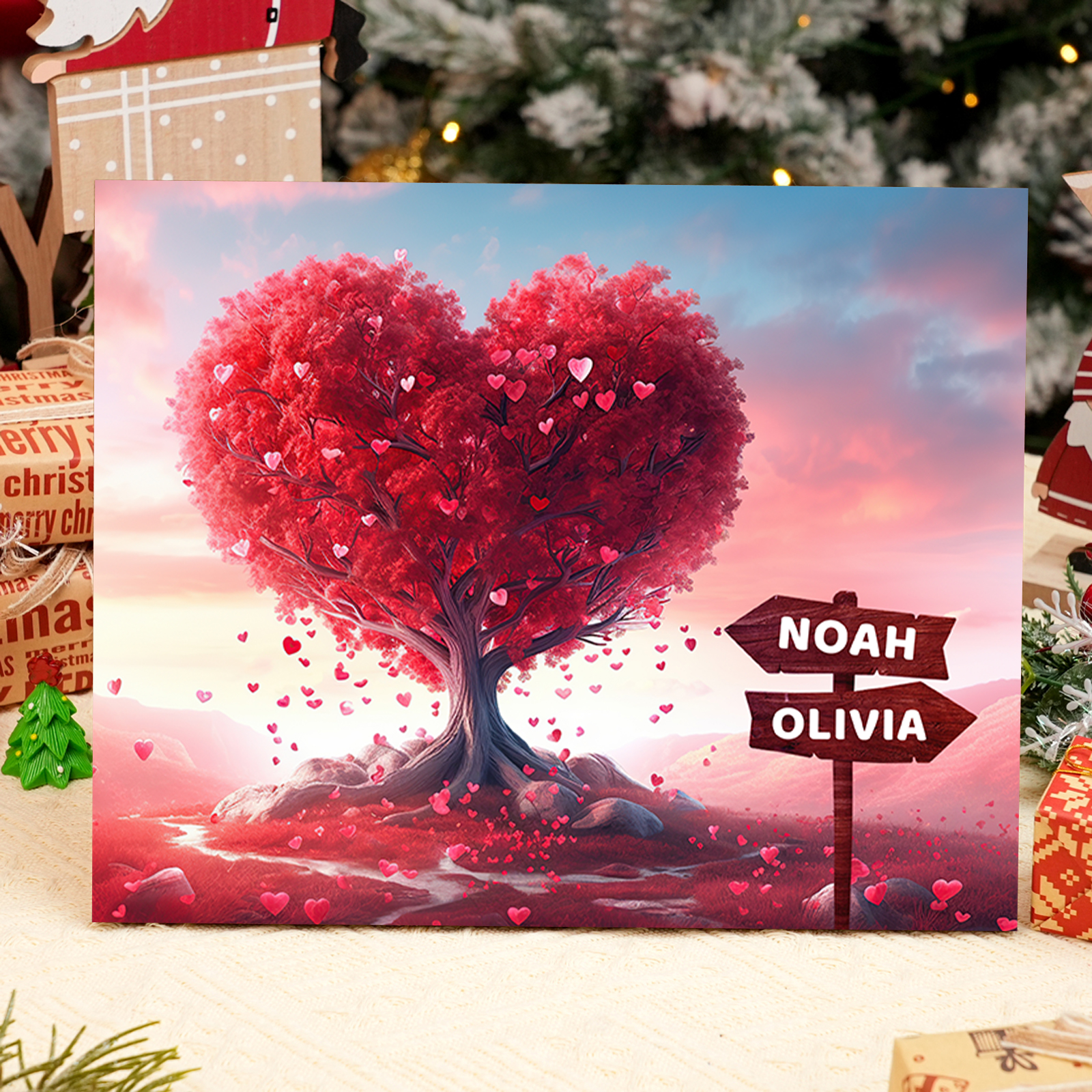 Personalised Cherry Tree Wooden Plaque Customized 2-5 Names Home Decoration Gift for Family | Jessemade