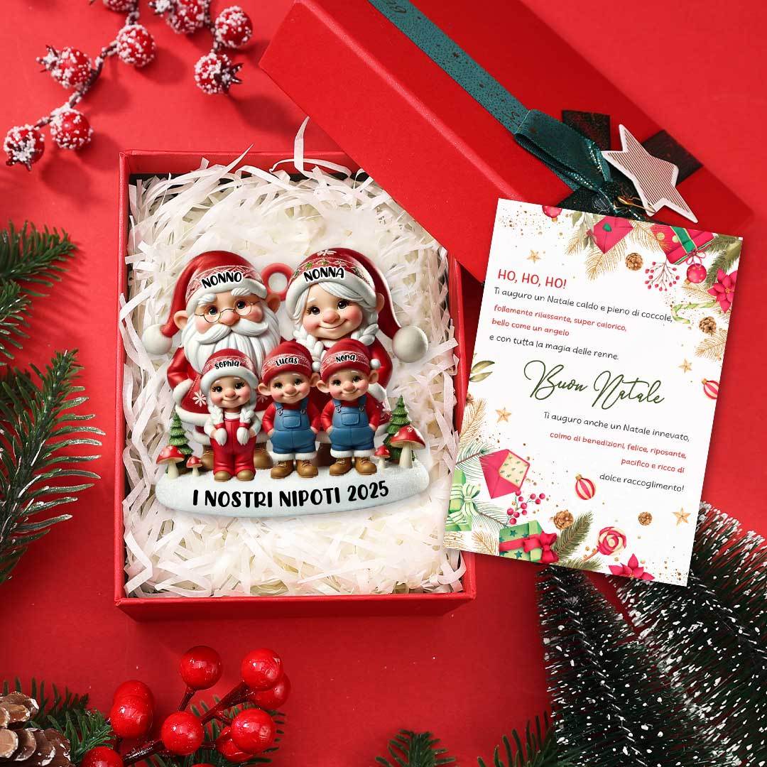 Decorazione di Natale personalizzata con 2-8 nomi, ornamento per albero di Natale, regalo di Natale per nonno e nonna | Jessemade