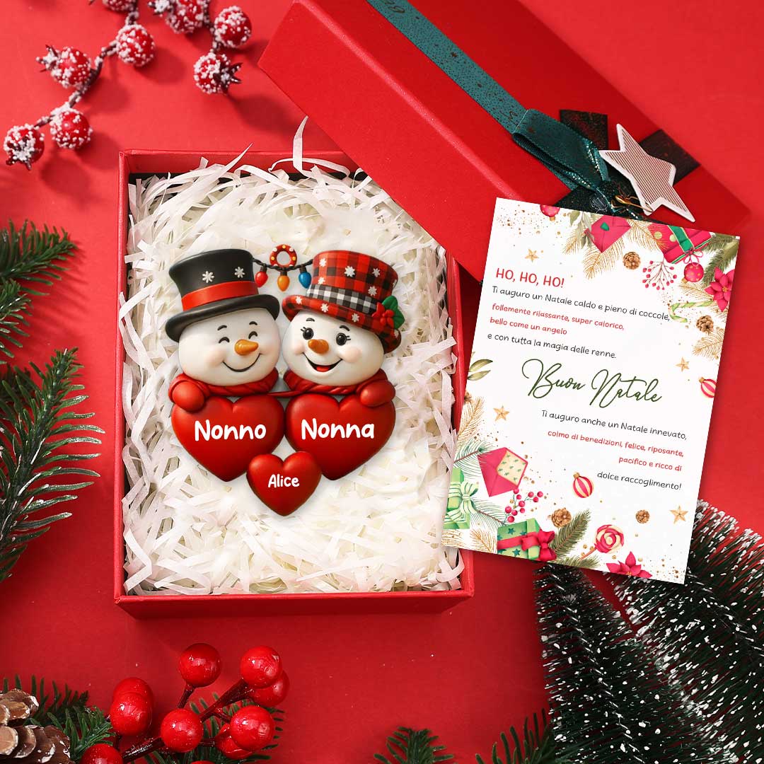 Decorazione personalizzata per albero di Natale con pupazzi di neve – da 2 a 8 nomi, idea regalo per nonno, nonna e nonni | Jessemade