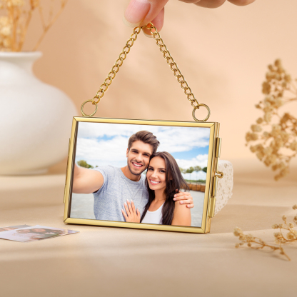 Cornice Personalizzata da Appendere con 1 Foto - Elegante Decorazione in Rame e Vetro in Formato Orizzontale o Verticale - Regalo di San Valentino per Lei/Lui | Jessemade