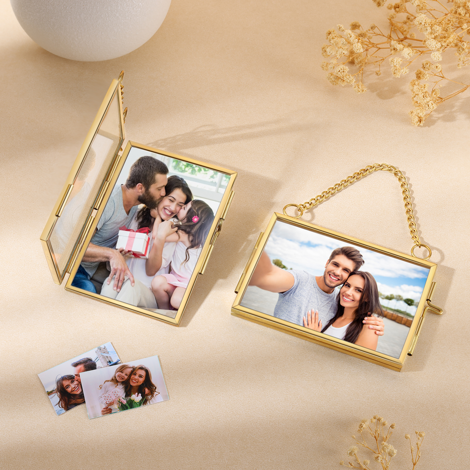 Cornice Personalizzata da Appendere con 1 Foto - Elegante Decorazione in Rame e Vetro in Formato Orizzontale o Verticale - Regalo di San Valentino per Lei/Lui | Jessemade