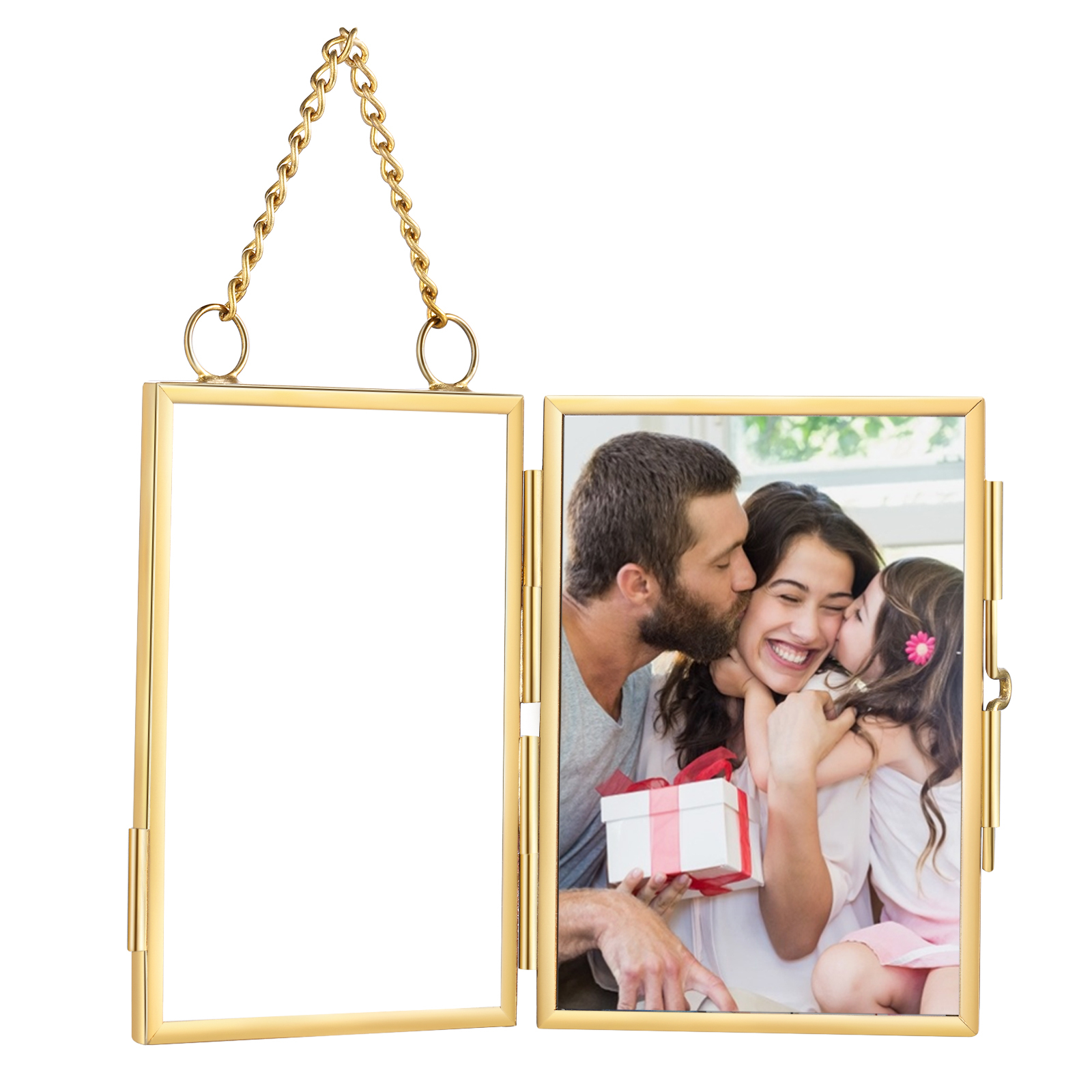 Cornice Personalizzata da Appendere con 1 Foto - Elegante Decorazione in Rame e Vetro in Formato Orizzontale o Verticale - Regalo di San Valentino per Lei/Lui | Jessemade