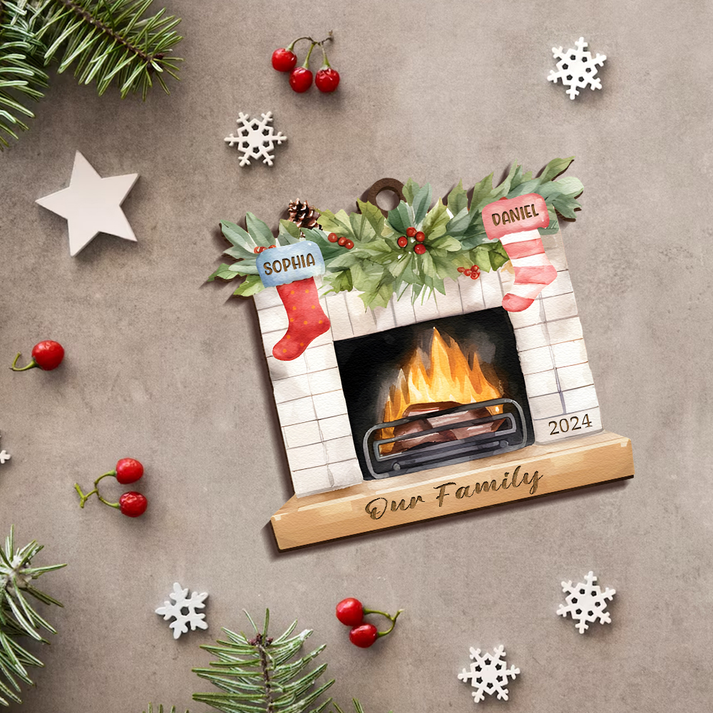 Decorazione Natalizia in Legno Personalizzata con 2-7 Nomi, 1 Testo e 1 Data – Regalo di Natale per Famiglia | Jessemade