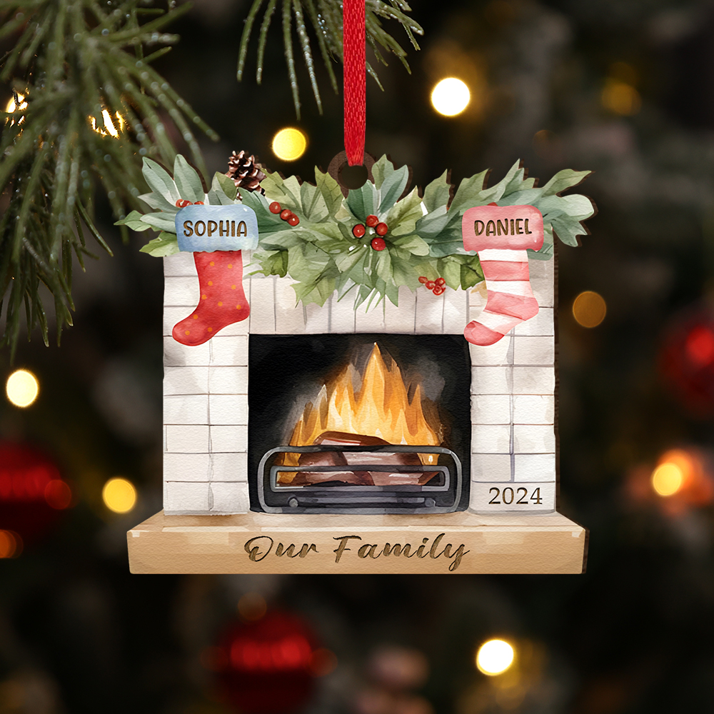 Decorazione Natalizia in Legno Personalizzata con 2-7 Nomi, 1 Testo e