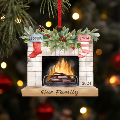 Decorazione Natalizia in Legno Personalizzata con 2-7 Nomi, 1 Testo e