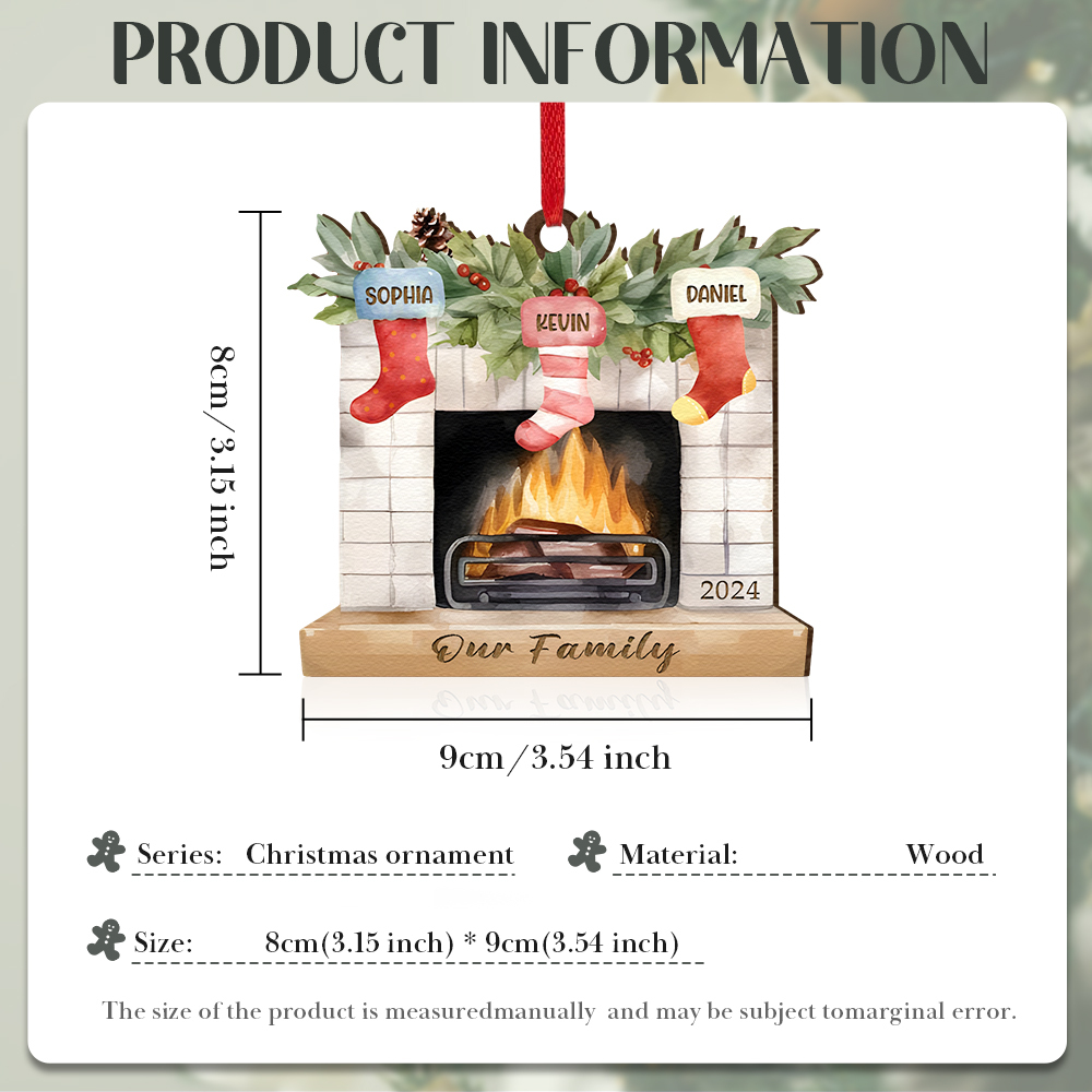 Decorazione Natalizia in Legno Personalizzata con 2-7 Nomi, 1 Testo e 1 Data – Regalo di Natale per Famiglia | Jessemade