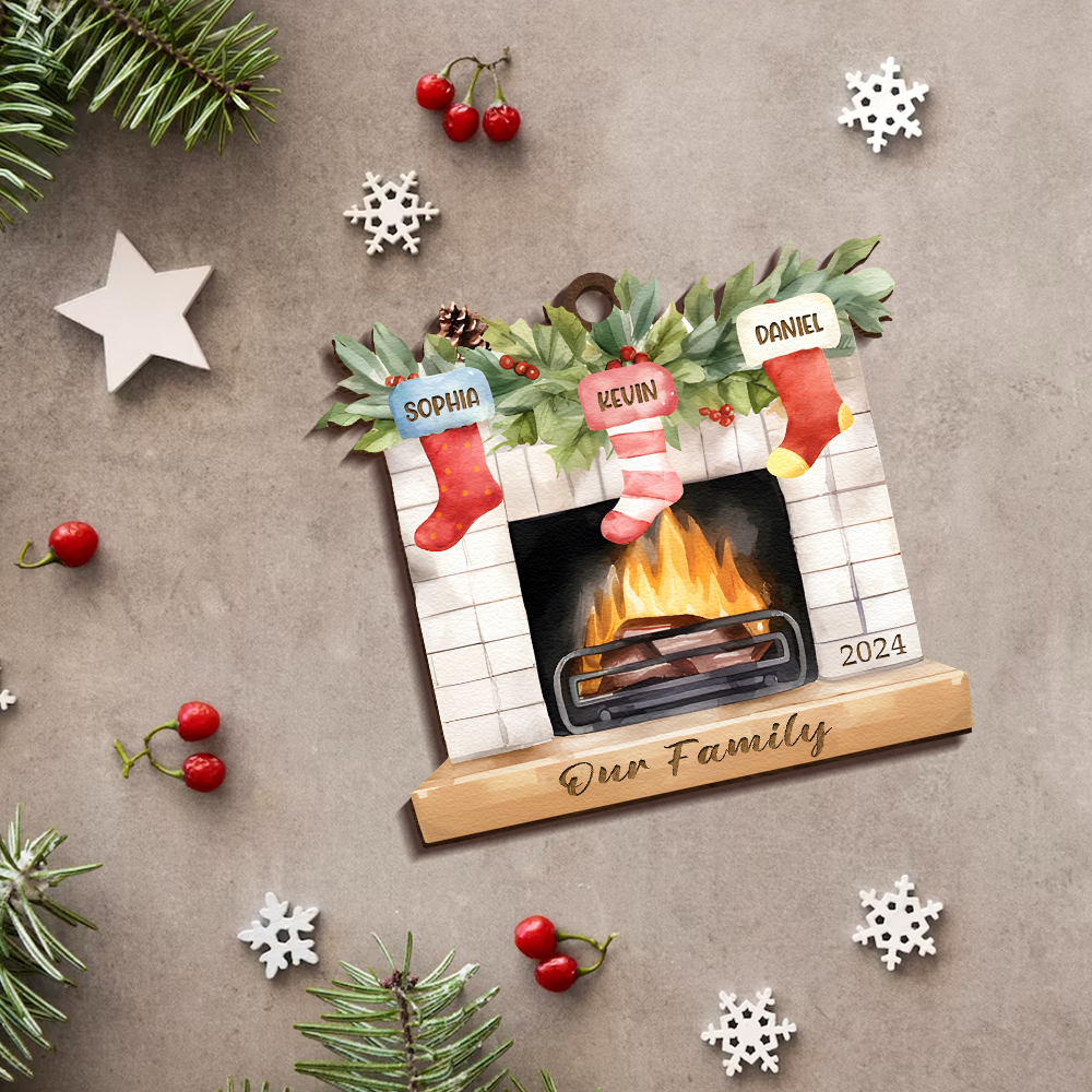 Decorazione Natalizia in Legno Personalizzata con 2-7 Nomi, 1 Testo e 1 Data – Regalo di Natale per Famiglia | Jessemade