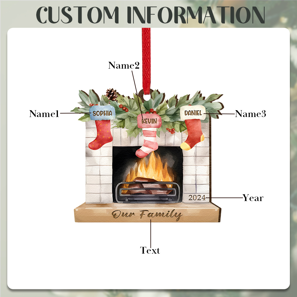 Decorazione Natalizia in Legno Personalizzata con 2-7 Nomi, 1 Testo e 1 Data – Regalo di Natale per Famiglia | Jessemade