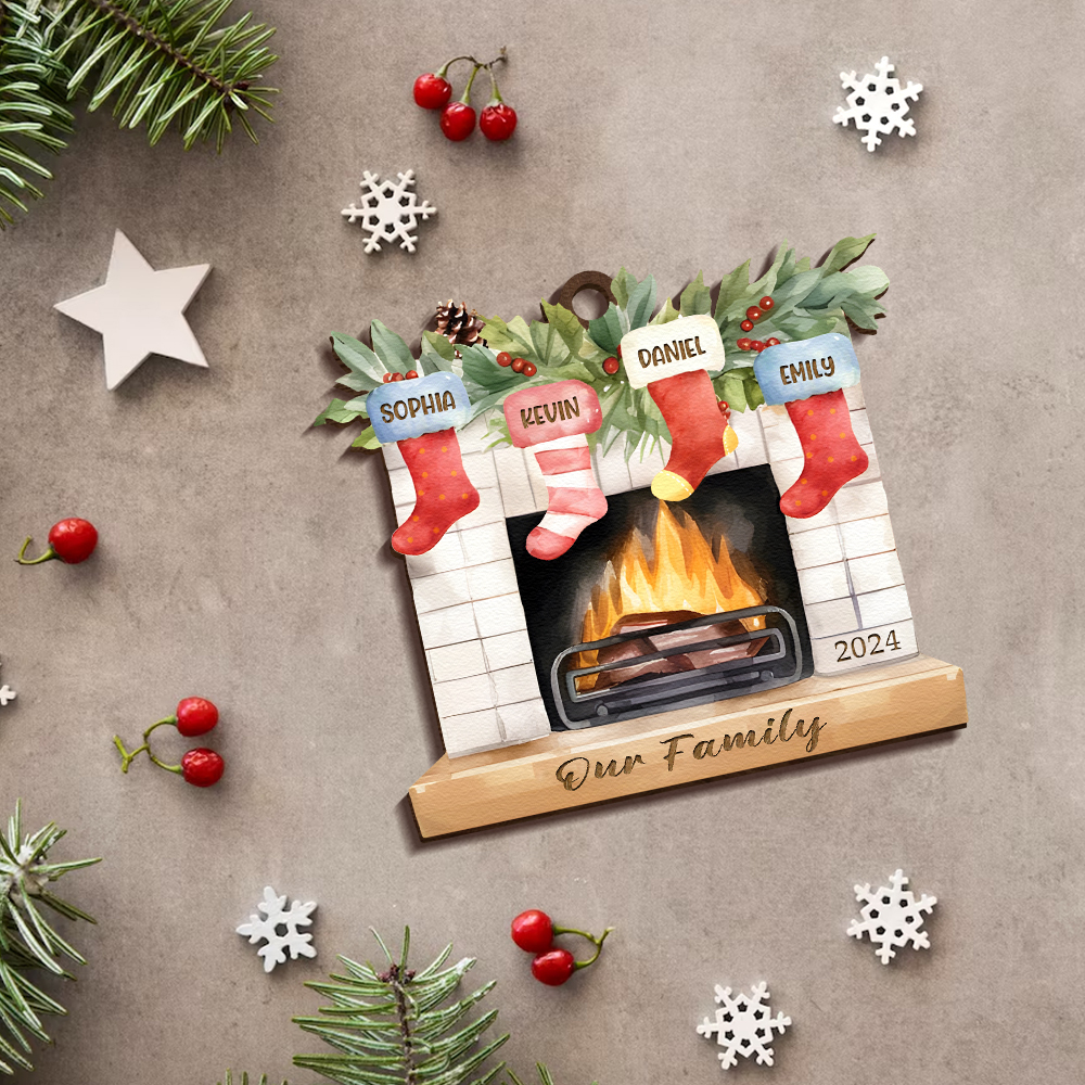 Decorazione Natalizia in Legno Personalizzata con 2-7 Nomi, 1 Testo e 1 Data – Regalo di Natale per Famiglia | Jessemade