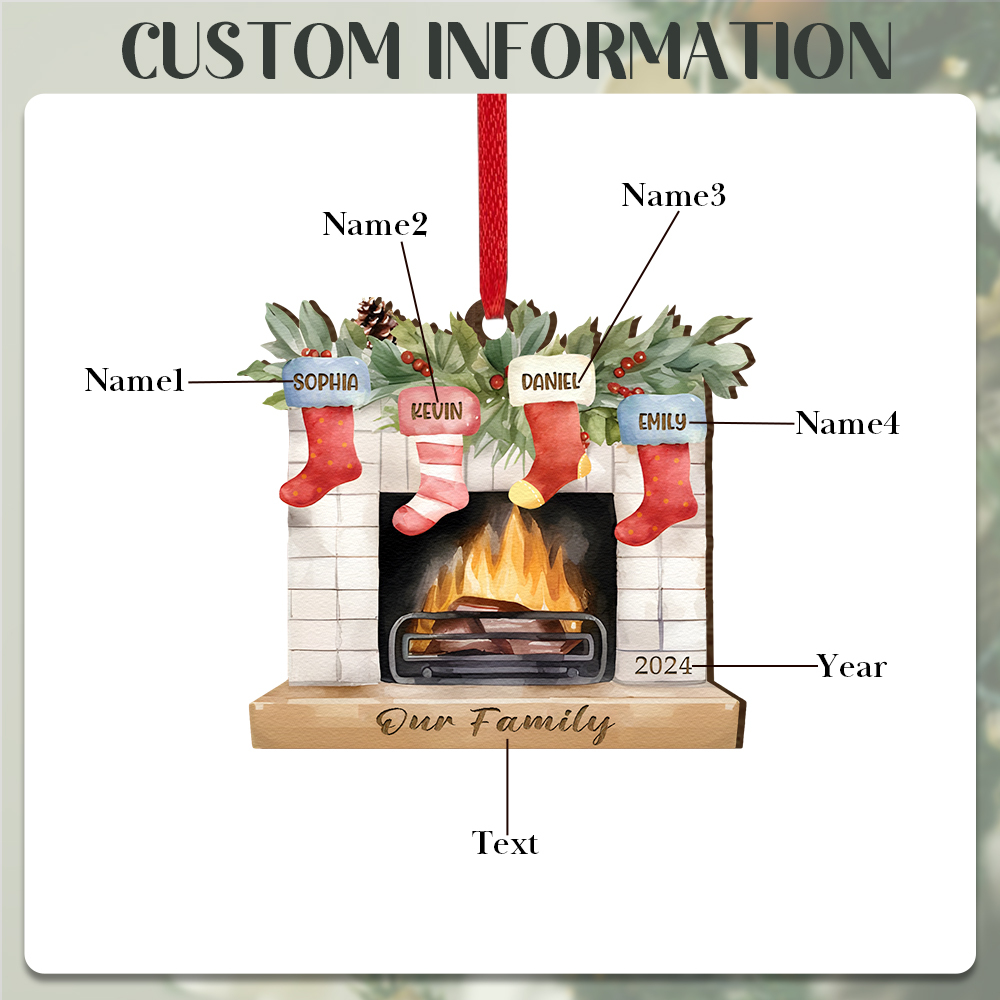 Decorazione Natalizia in Legno Personalizzata con 2-7 Nomi, 1 Testo e 1 Data – Regalo di Natale per Famiglia | Jessemade