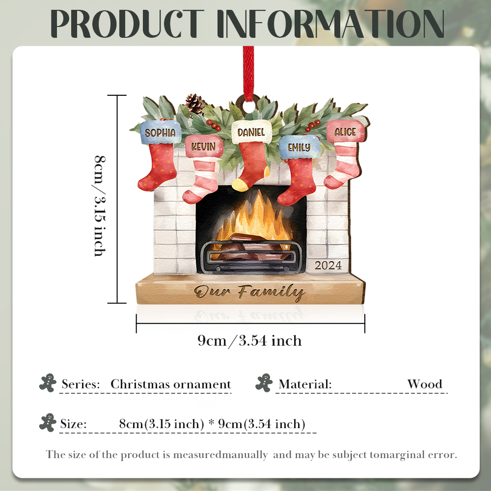 Decorazione Natalizia in Legno Personalizzata con 2-7 Nomi, 1 Testo e 1 Data – Regalo di Natale per Famiglia | Jessemade
