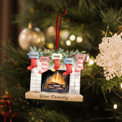 Decorazione Natalizia in Legno Personalizzata con 2-7 Nomi, 1 Testo e 1 Data – Regalo di Natale per Famiglia | Jessemade