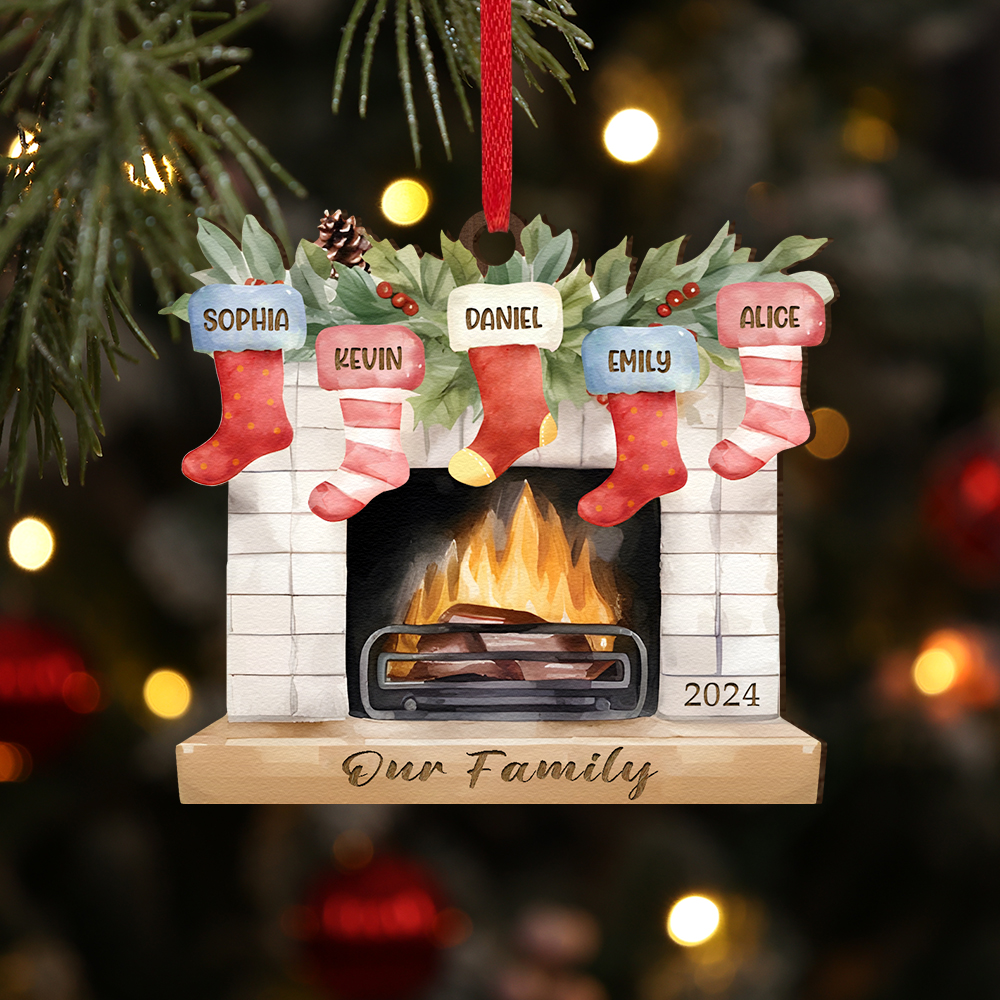 Decorazione Natalizia in Legno Personalizzata con 2-7 Nomi, 1 Testo e 1 Data – Regalo di Natale per Famiglia | Jessemade