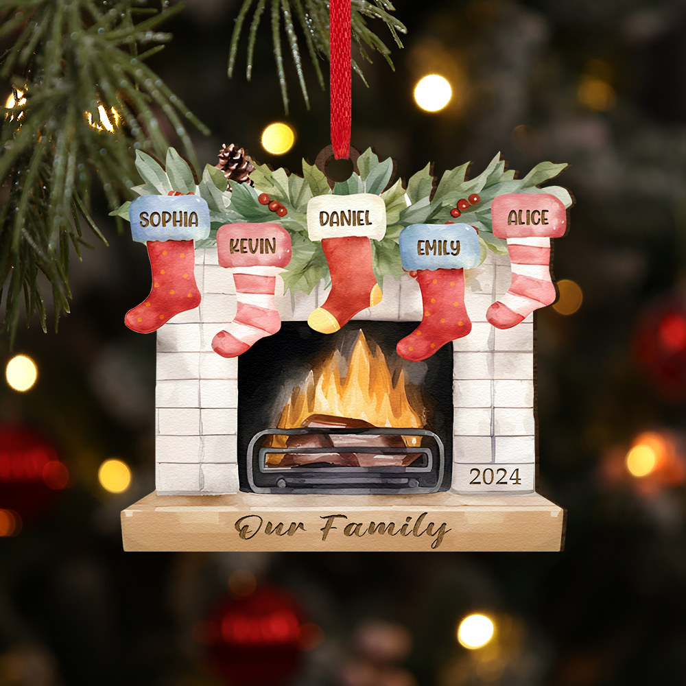 Decorazione Natalizia in Legno Personalizzata con 2-7 Nomi, 1 Testo e 1 Data – Regalo di Natale per Famiglia | Jessemade