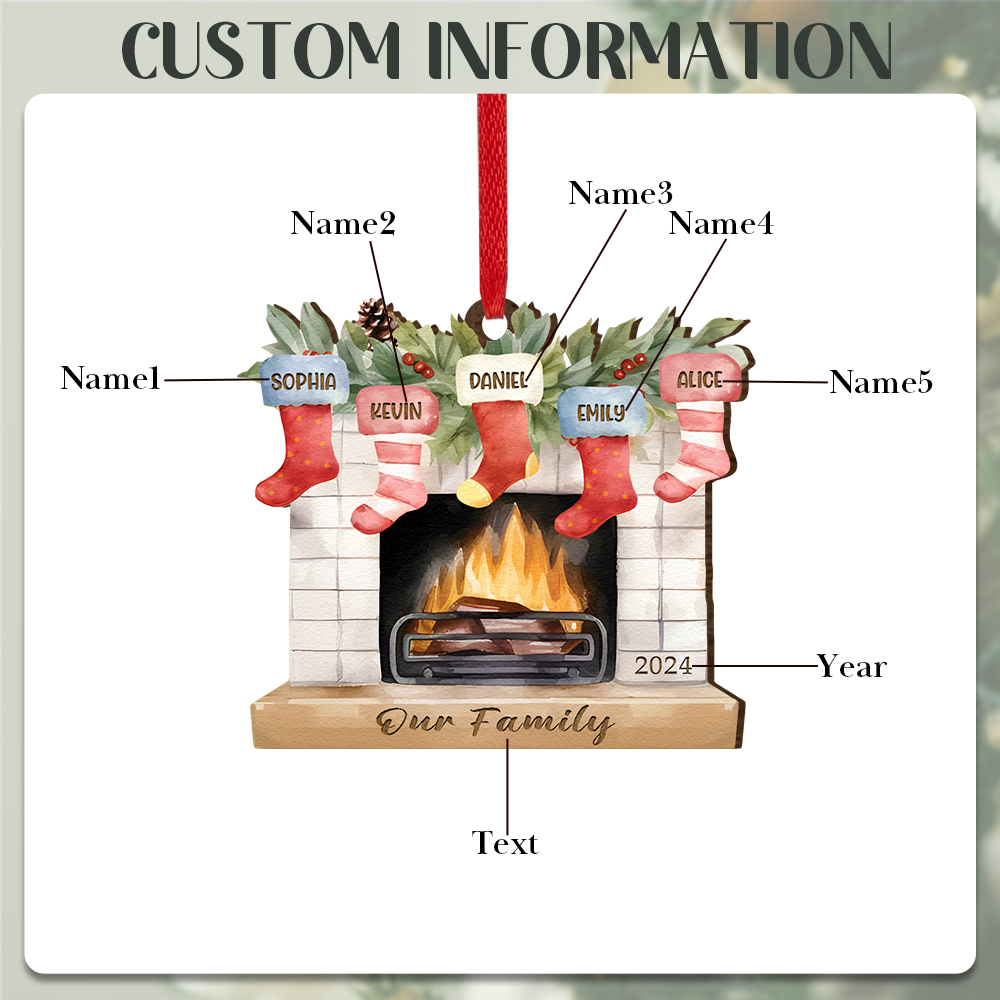Decorazione Natalizia in Legno Personalizzata con 2-7 Nomi, 1 Testo e 1 Data – Regalo di Natale per Famiglia | Jessemade