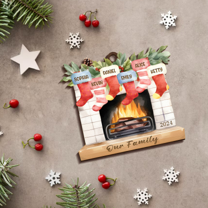 Decorazione Natalizia in Legno Personalizzata con 2-7 Nomi, 1 Testo e 1 Data – Regalo di Natale per Famiglia | Jessemade