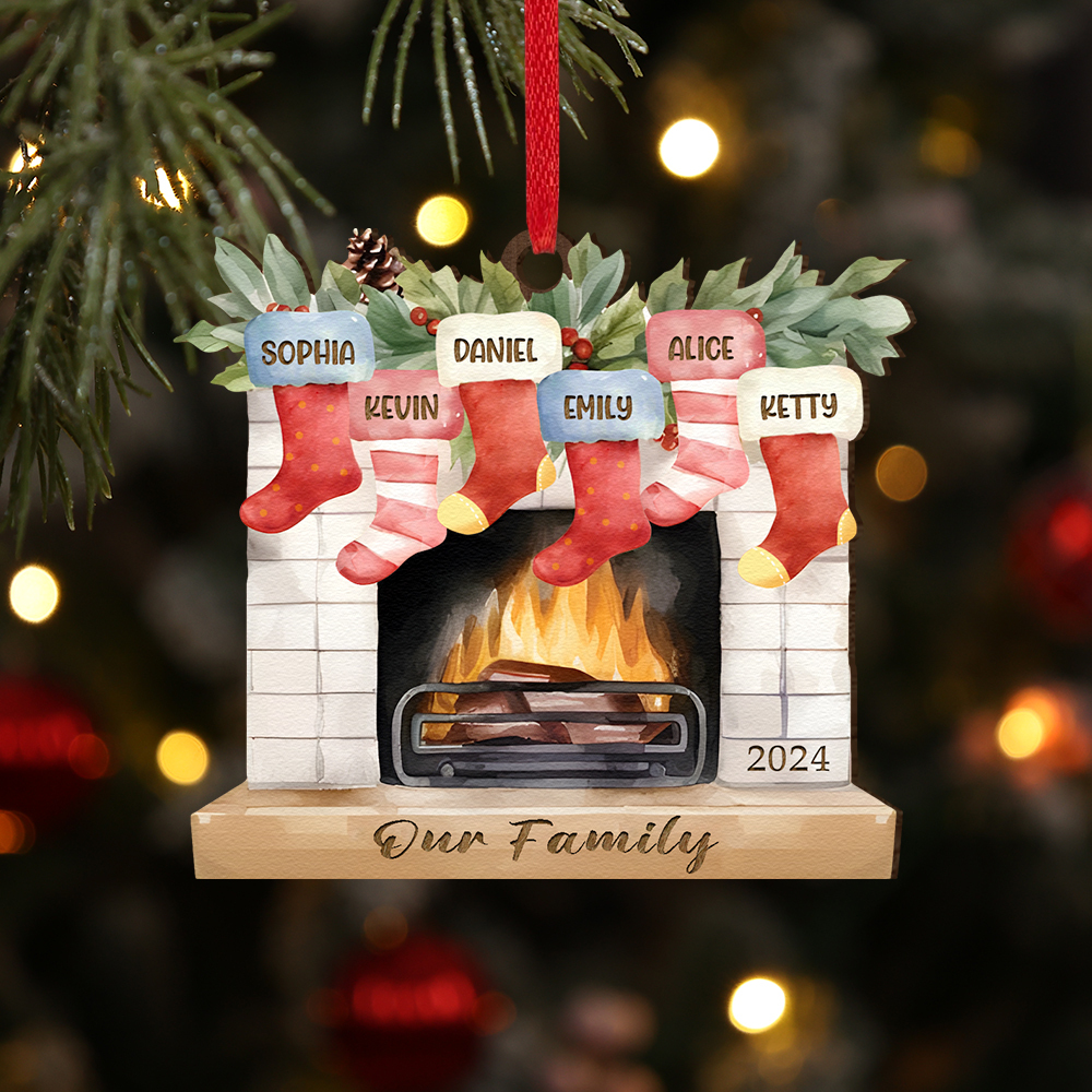 Decorazione Natalizia in Legno Personalizzata con 2-7 Nomi, 1 Testo e 1 Data – Regalo di Natale per Famiglia | Jessemade