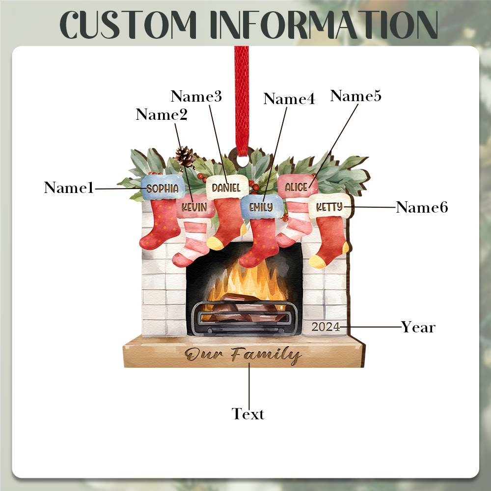Decorazione Natalizia in Legno Personalizzata con 2-7 Nomi, 1 Testo e 1 Data – Regalo di Natale per Famiglia | Jessemade