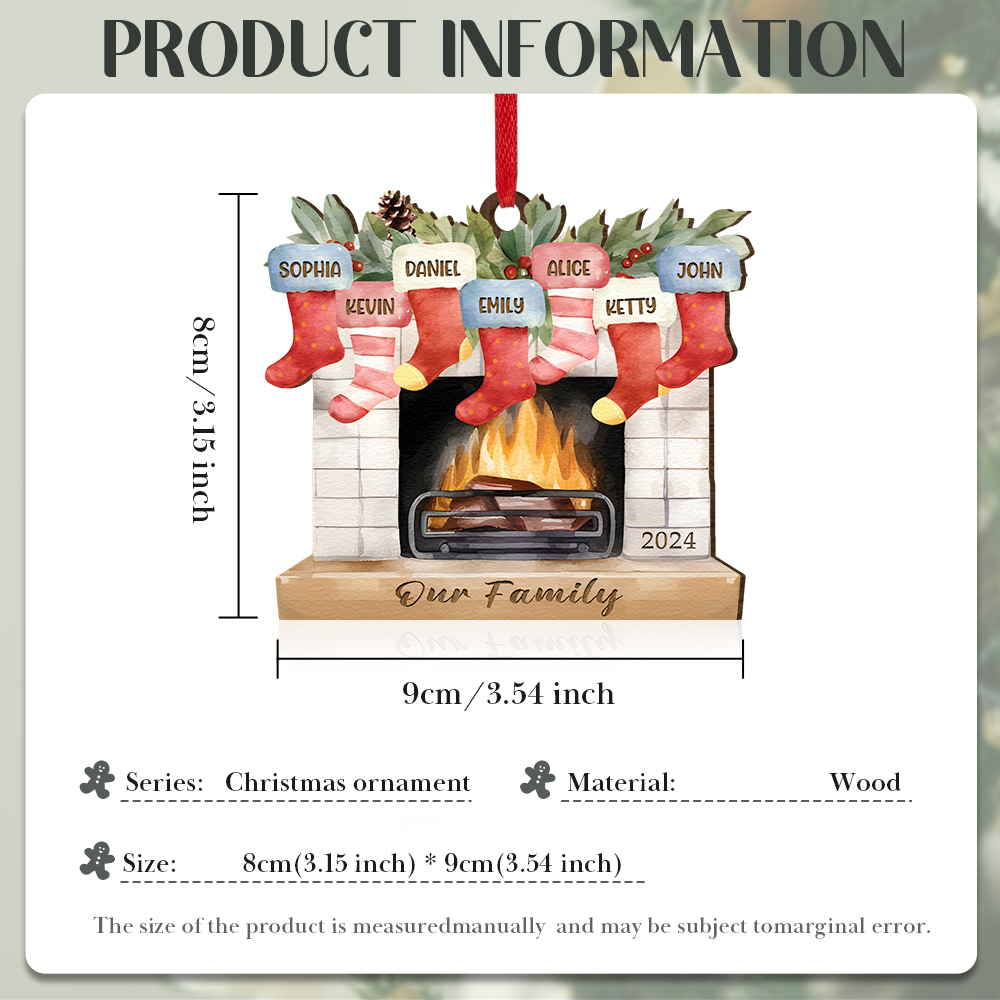 Decorazione Natalizia in Legno Personalizzata con 2-7 Nomi, 1 Testo e 1 Data – Regalo di Natale per Famiglia | Jessemade