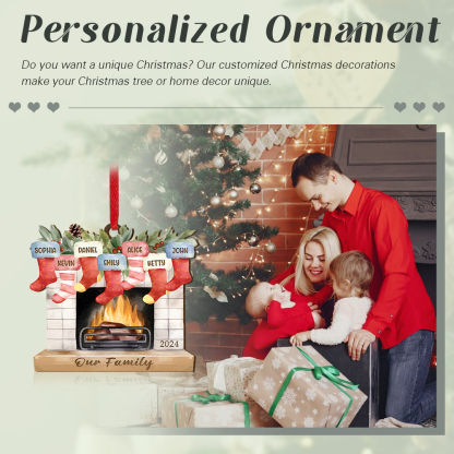 Decorazione Natalizia in Legno Personalizzata con 2-7 Nomi, 1 Testo e 1 Data – Regalo di Natale per Famiglia | Jessemade