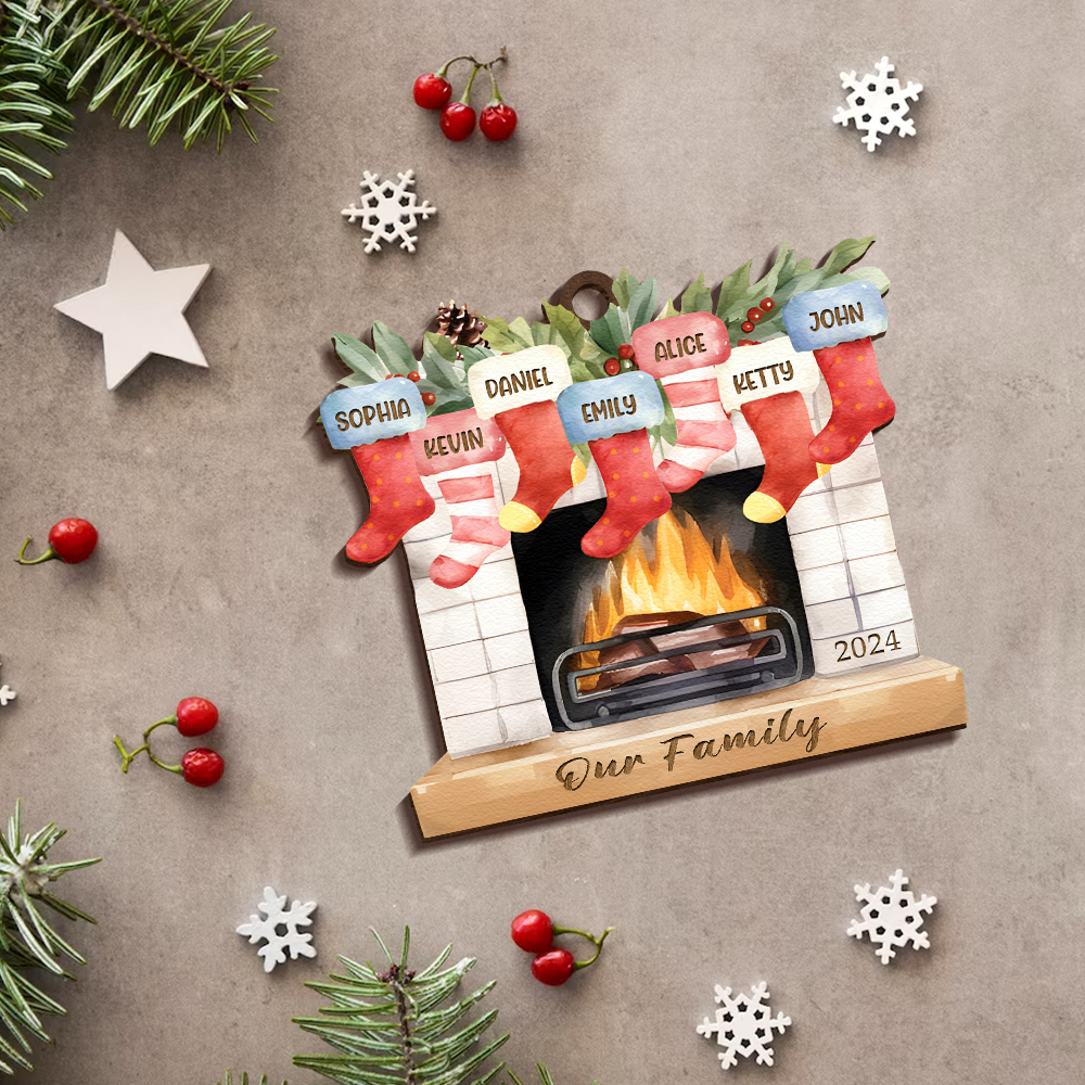 Decorazione Natalizia in Legno Personalizzata con 2-7 Nomi, 1 Testo e 1 Data – Regalo di Natale per Famiglia | Jessemade